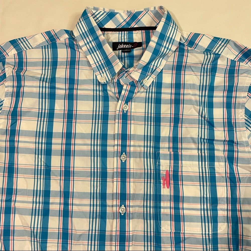 Johnnie-O Mens Long Sleeve Plaid Patten Button Down Shirt Size XL